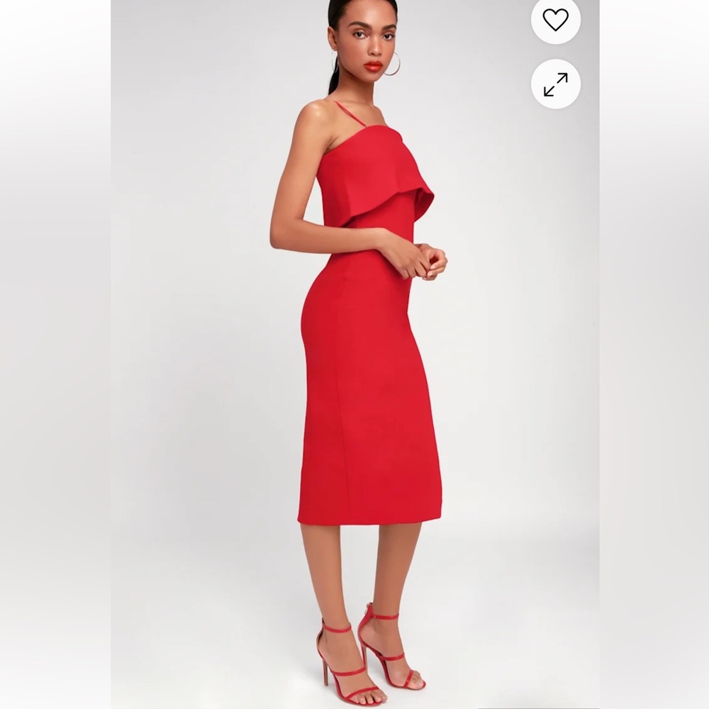 NWT Elliatt Marino Red Convertible Midi Flounce Dress Size M